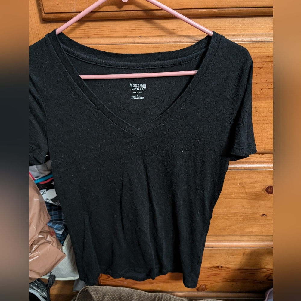 Black V-neck tee